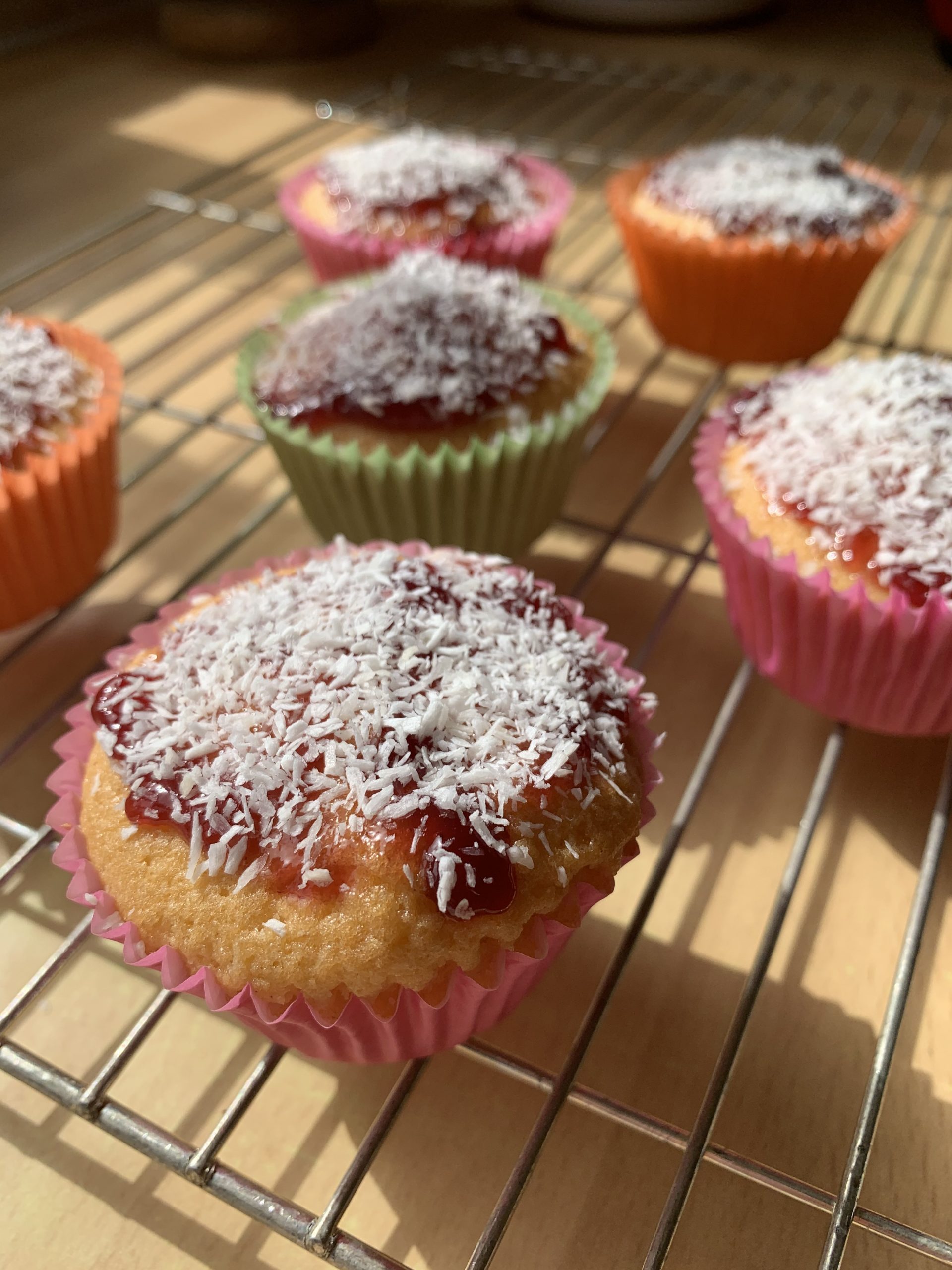 Traditional school jam and coconut cupcakes