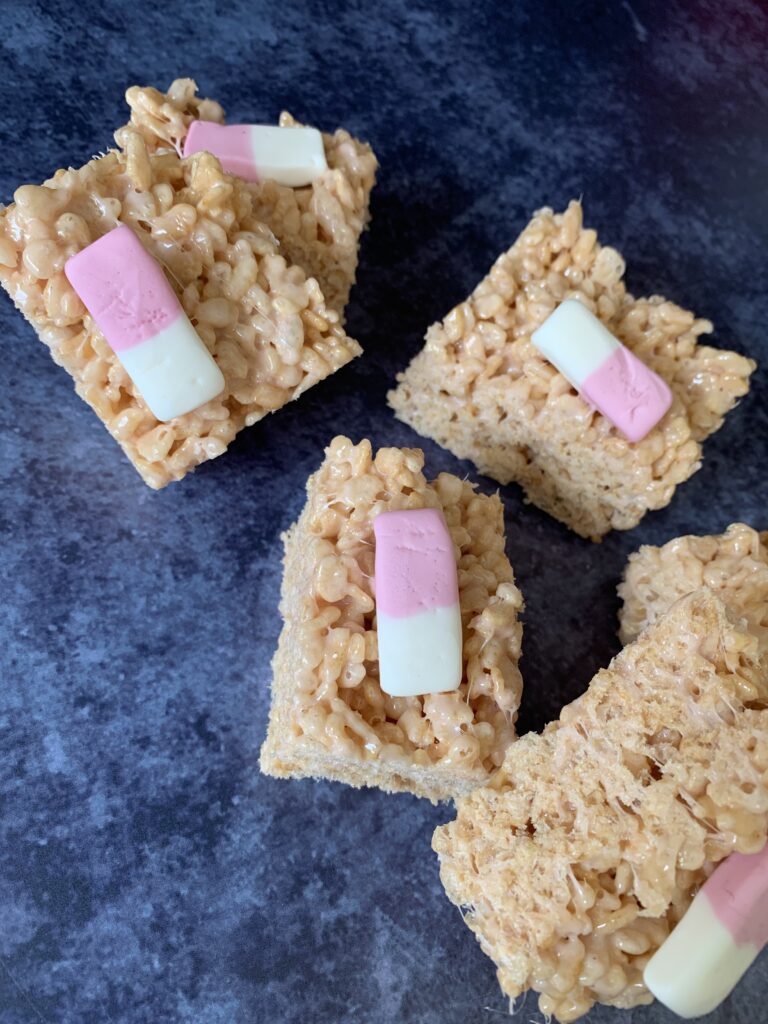 Drumstick Squashies rice crispy squares