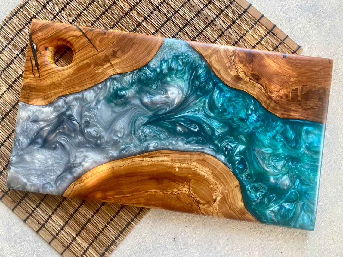 Beautiful epoxy charcuterie boards perfect for hosting