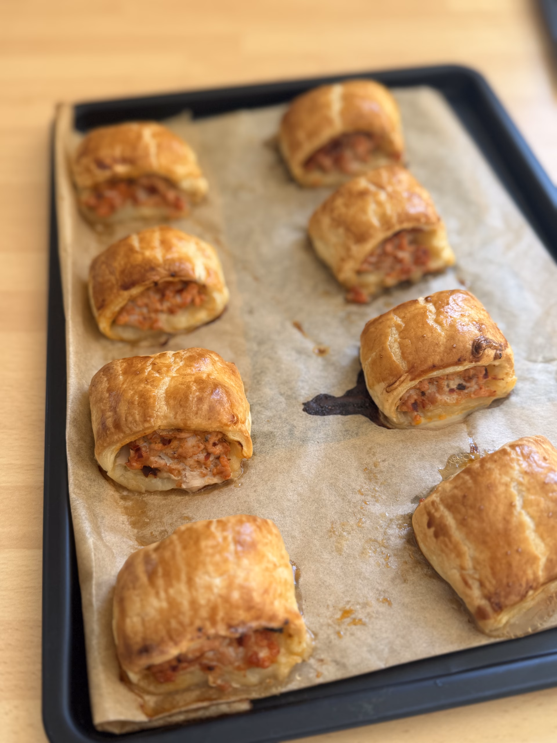 Easy Homemade Chilli Sausage Rolls With Puff Pastry Recipe